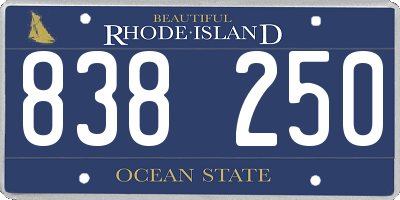 RI license plate 838250