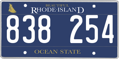 RI license plate 838254