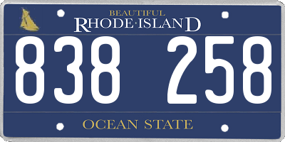 RI license plate 838258