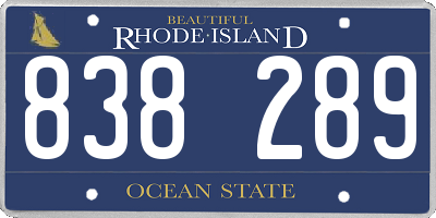 RI license plate 838289