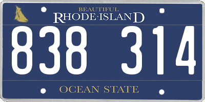 RI license plate 838314