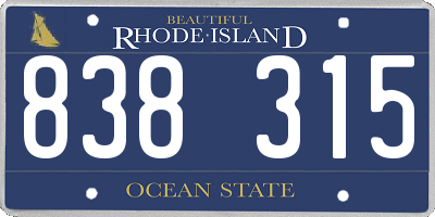RI license plate 838315