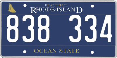 RI license plate 838334