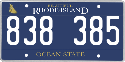 RI license plate 838385