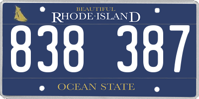 RI license plate 838387