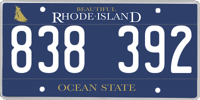 RI license plate 838392