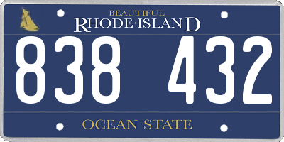RI license plate 838432