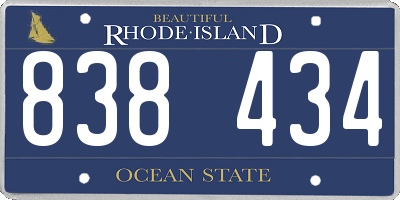 RI license plate 838434
