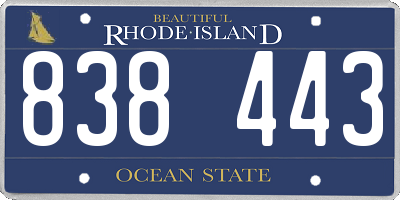 RI license plate 838443