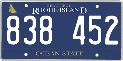 RI license plate 838452