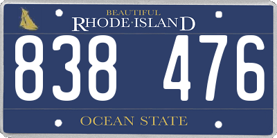 RI license plate 838476