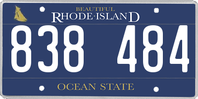 RI license plate 838484