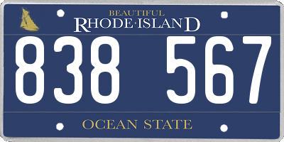 RI license plate 838567