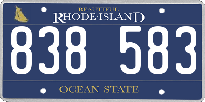 RI license plate 838583