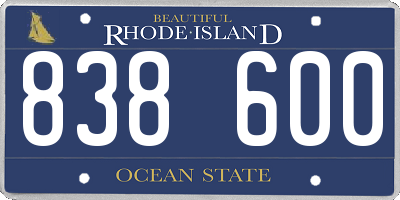 RI license plate 838600