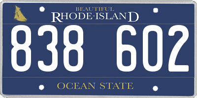 RI license plate 838602