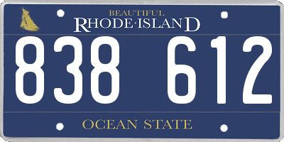 RI license plate 838612