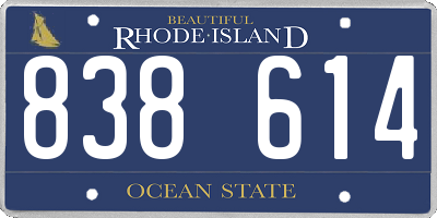RI license plate 838614