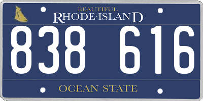 RI license plate 838616