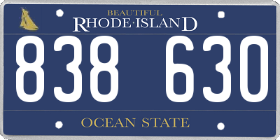 RI license plate 838630