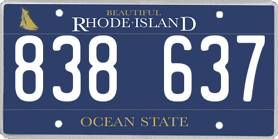 RI license plate 838637