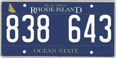 RI license plate 838643