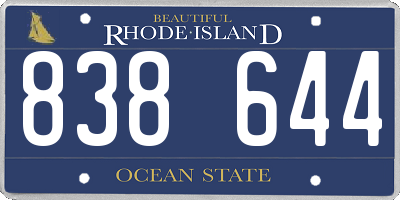 RI license plate 838644