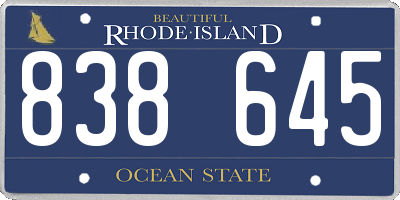 RI license plate 838645
