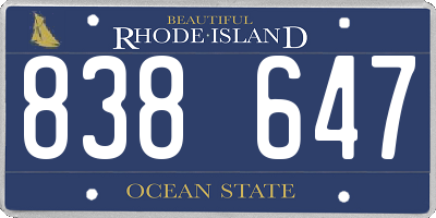 RI license plate 838647