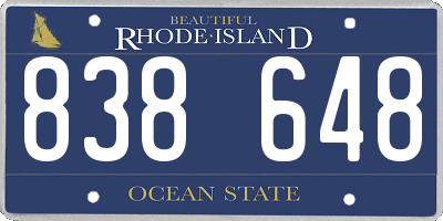 RI license plate 838648