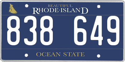 RI license plate 838649