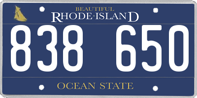 RI license plate 838650