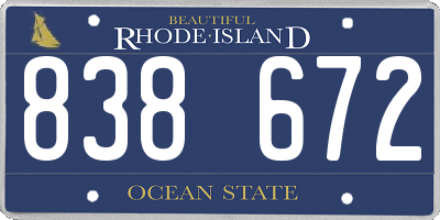RI license plate 838672