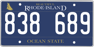 RI license plate 838689