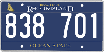 RI license plate 838701