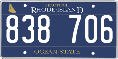 RI license plate 838706