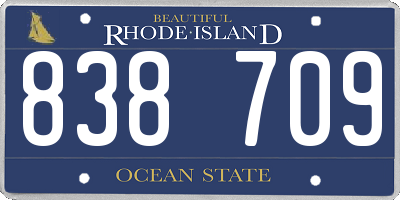 RI license plate 838709