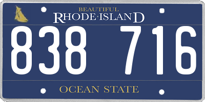 RI license plate 838716