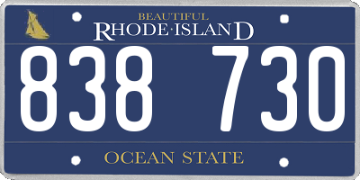 RI license plate 838730