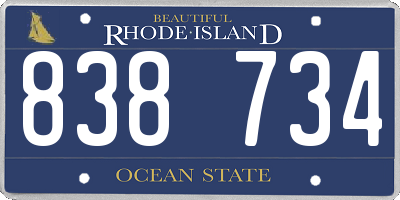 RI license plate 838734