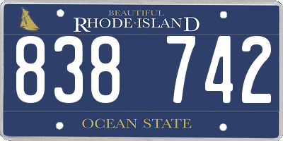 RI license plate 838742