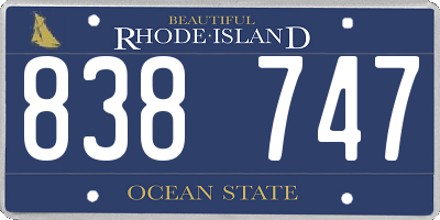 RI license plate 838747