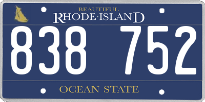 RI license plate 838752