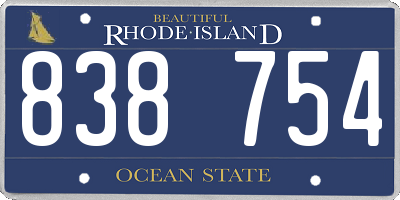 RI license plate 838754