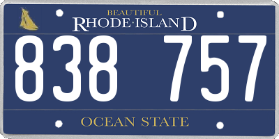 RI license plate 838757