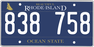 RI license plate 838758