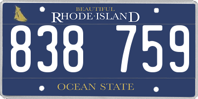 RI license plate 838759