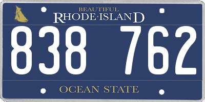 RI license plate 838762