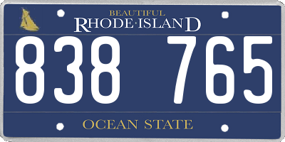 RI license plate 838765