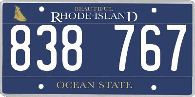 RI license plate 838767